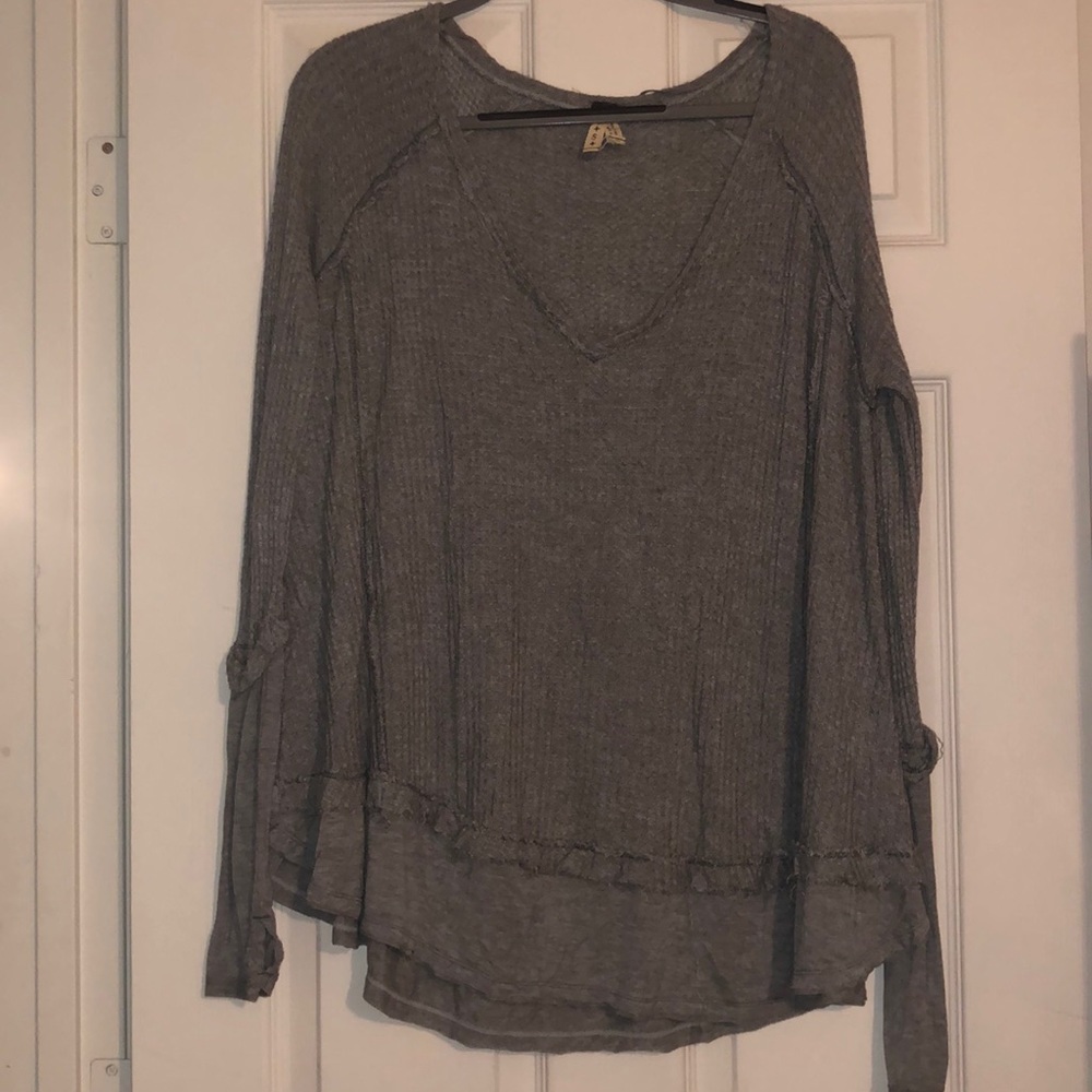 Free People V-Neck Grey Tunic